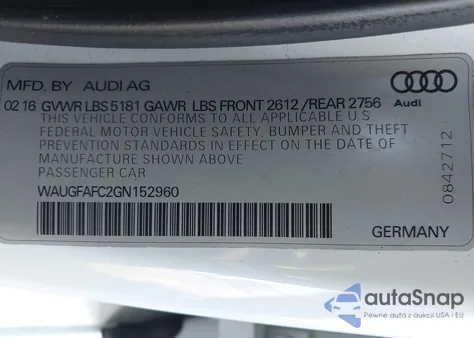 2016 Audi A6 2.0T Premium Plus from USA, damaged, VIN WAUGFAFC2GN152960